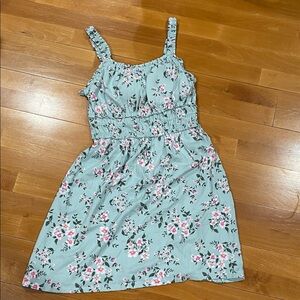 No Boundaries Asymmetrical Dress in Green and Pink Floral